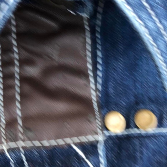 RARE Double D Ranch Bull Denim Leather Patchwork Jacket Western Blue Brown Rodeo - Picture 9 of 11